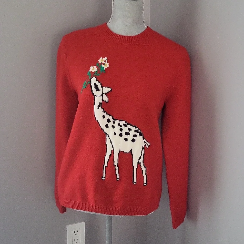 Red Deer Pattern Sweater - Picture 1 of 11